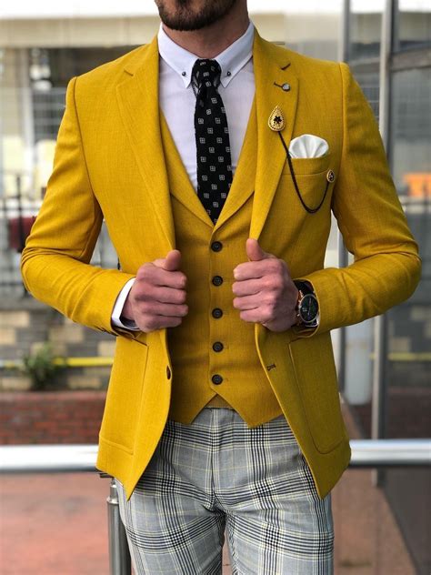 Multi Slim Fit Suit Vest Yellow Viclan