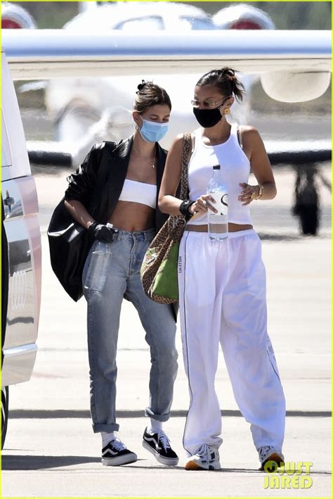 Hailey Bieber Bella Hadid Wear Masks While Leaving Sardinia After 3