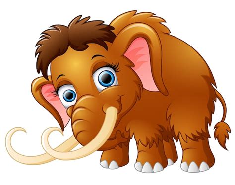 Cartoon Cute Mammoth Isolated On White Background Premium Vector