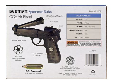 Beeman Sportsman Model 2008 177 Cal Co2 Pellet Handgun