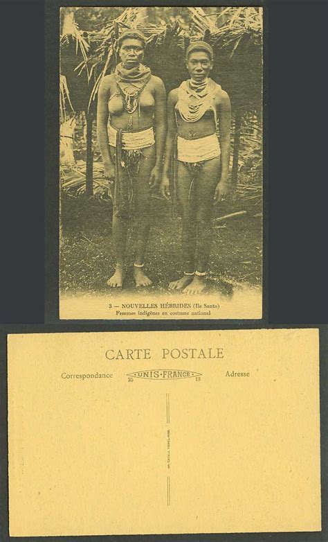 new hebrides ile santo old postcard native women national costumes bare breasts for sale