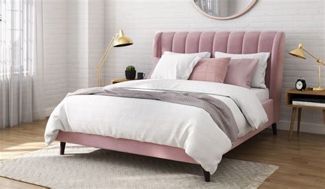 Whatever material or size you're looking for our range of bed frames are sure to impress. 135cm Bed Frame Elycia Sundance Blush Dark Legs | Bed ...