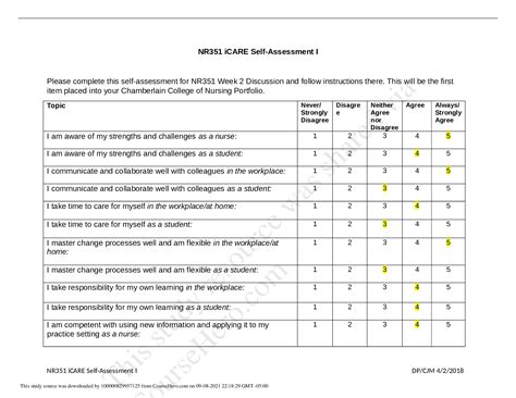Nr 351 Week 2 Graded Discussion Icare Self Assessment 1 Download To