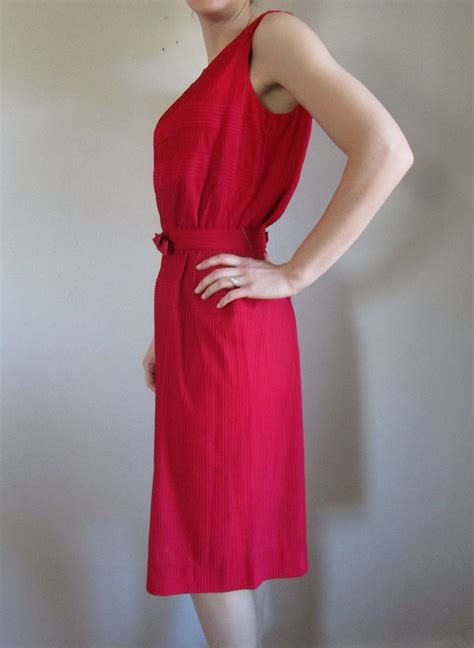 60s Red Dress Vintage Shift Dress Red Sheath Dress 60s Dress Etsy