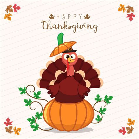 Thanksgiving Greeting Card With A Turkey And Pumpkin