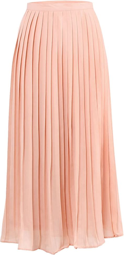 Yoins Women Casual Plus Size Pleated Maxi Long Midi Skirt Pink Uk 18