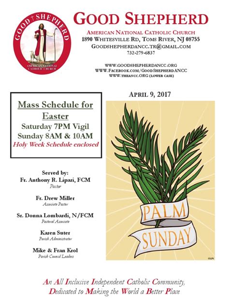 Good Shepherd American National Catholic Church Weekly Bulletin Mass