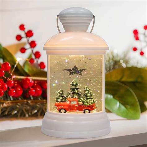 Musical Christmas Snow Globe Lanterns Led Santa Claus Swirling Glitter