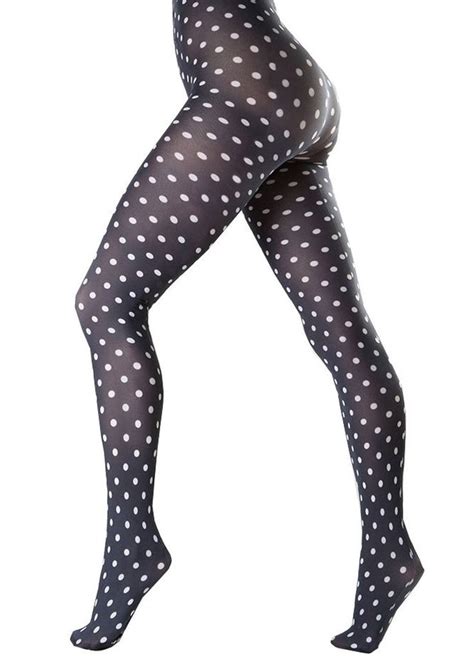 Women S Polka Dot Tights White Dotty Patterned Tights On Etsy