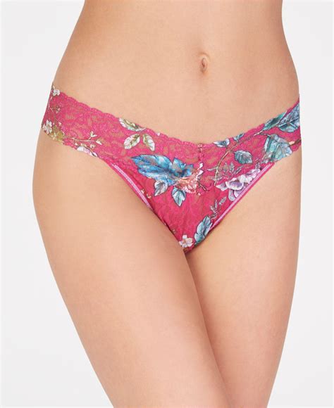 Hanky Panky Empress Flower Print Low Rise Lace Thong R In Pink Lyst
