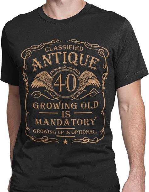 40th Birthday T Shirt Vintage Growing Old Is Mandatory 40th Ts For Men Funny Bday