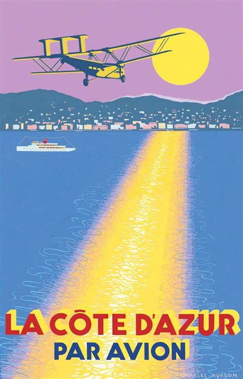 Pel312 La Côte Dazur Par Avion By Charles Avalon Vintage Posters