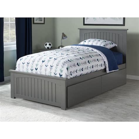 Atlantic Furniture Nantucket Grey Twin Xl Platform Bed With Storage In