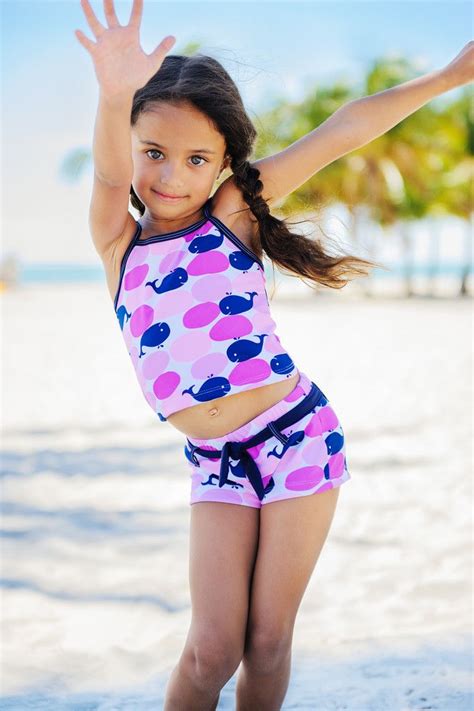 Girls Uv Tankini Shorts Set Whales Upf50 Sun Protection Kids