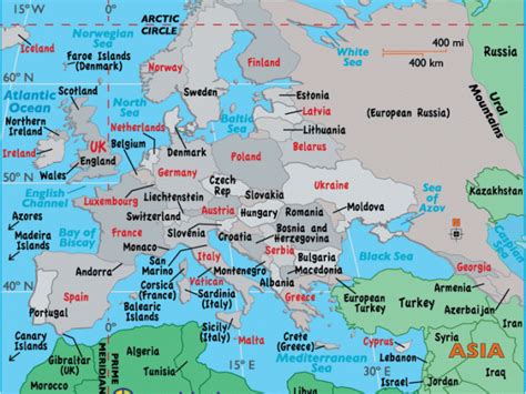 Asia And Europe Map With Countries Large Map Of Europe Easy To Read And