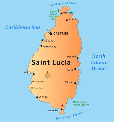 Large Detailed Political And Relief Map Of Saint Luci
