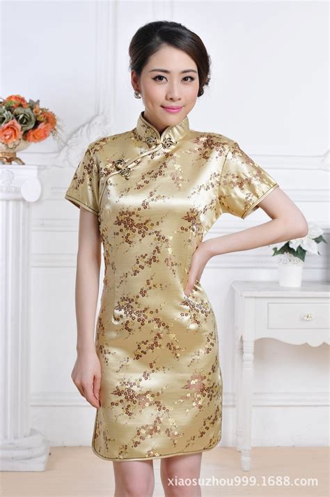 chinese traditional dress women s silk satin mini cheongsam size s to 3xl in cheongsams from