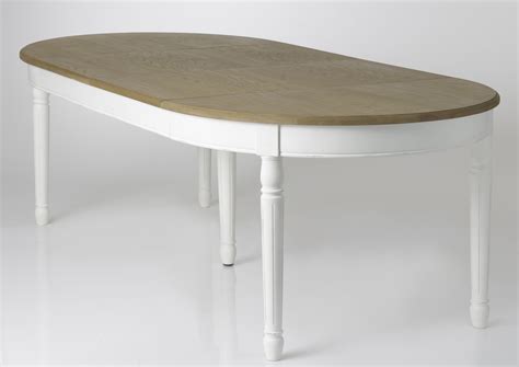 Table à manger ovale extensible bois massif blanc PRAGUE  Tables à