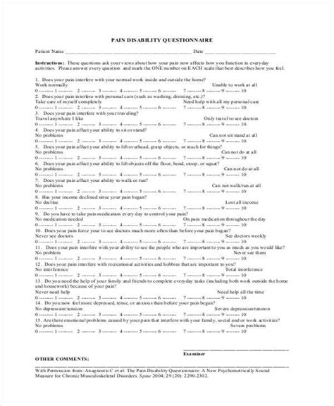 Free 8 Sample Disability Questionnaire Forms In Pdf Ms Word