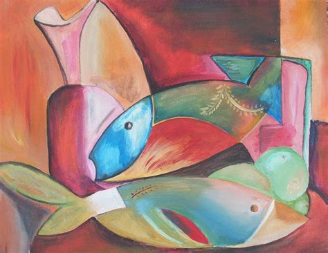 Abstract Fish Painting By S Tellier Fine Art America