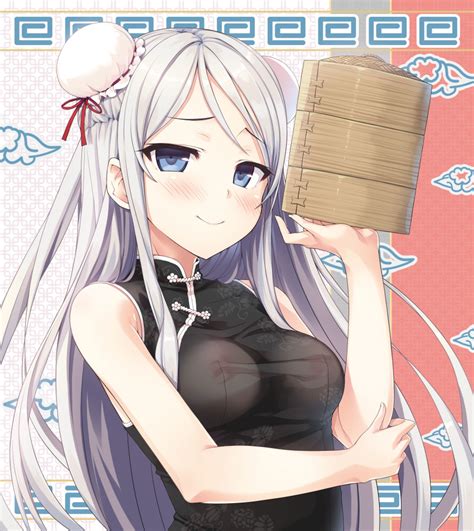 Cura Houshou Kisaki Maitetsu Silver Hair Absurdres Highres 1girl Bamboo Steamer Bare