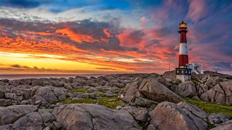 Sunset Landscape Photography Lighthouse Tranoy In Westsford Northern