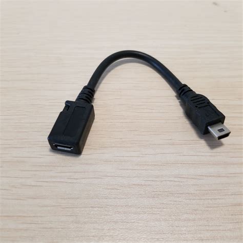 Mini USB Type B To Micro USB Type B Adapter Female To Male Data Transfer Extension Cable Black