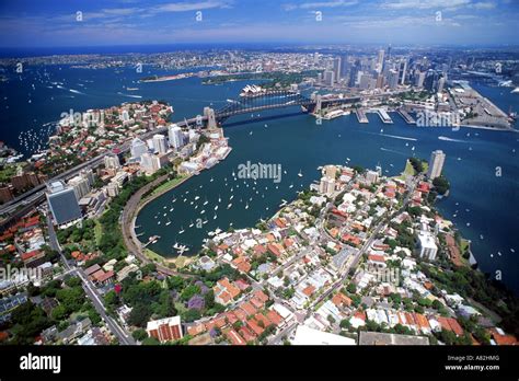 Aerial View Of Sydney With Harbour Bridge And Opera House From Above