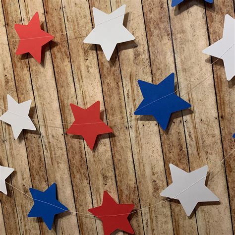 Star Banner Red White And Blue Garland 4th Of July Decor Etsy