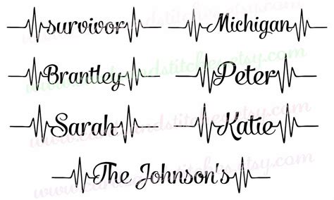 Heartbeat Names Decal Heartbeat Words Decal Vinyl Decals