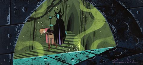 Eyvind Earle Sleeping Beauty Maleficent And Prince Phillip Concept