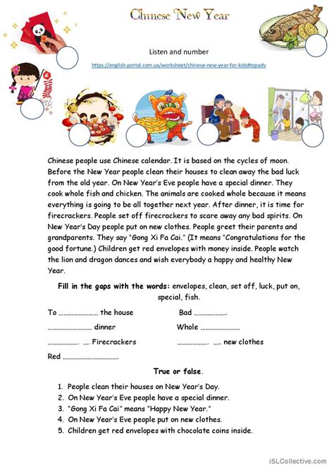 Chinese New Year English Esl Worksheets Pdf And Doc