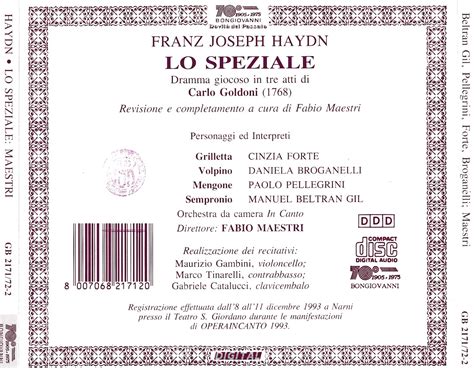 Afina Tus Oidos Haydn Lo Speziale Maestri 1993
