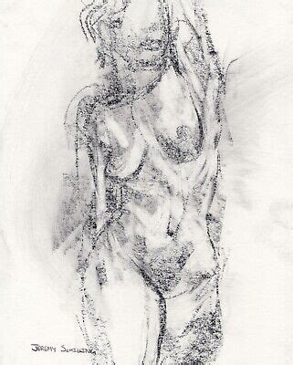 Female Nude Original Drawing Graphite Naked Woman Pinup Artwork Beauty