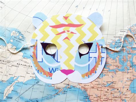 Máscara de papel de tigre imprimible regalo decoración del hogar