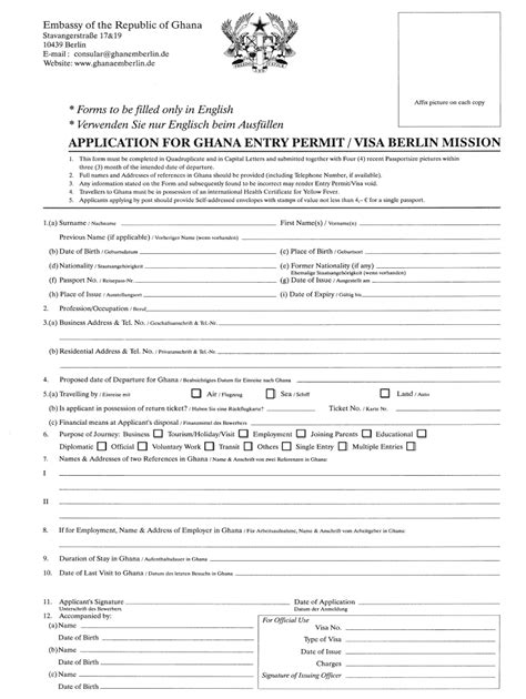 Ghana Embassy Berlin Passport Renewal Fill Online Printable