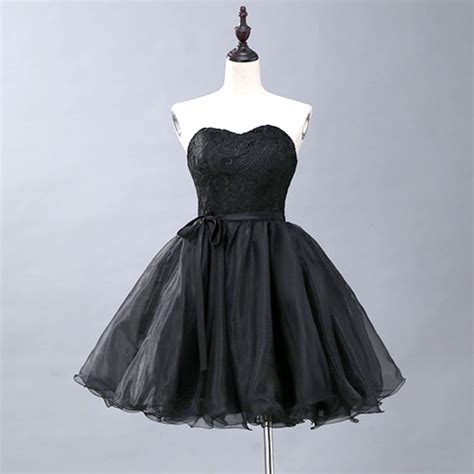 Black Short Homecoming Dresses Cheap Under Real Pictures Puffy Skirt