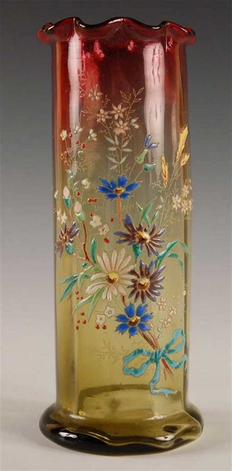 Enameled Bohemian Art Glass Vase