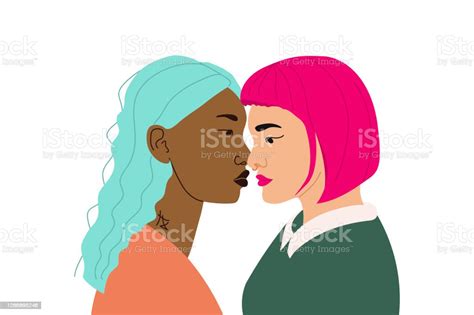 Illustration Banner With Two Girls In Love Stock Illustration Download Image Now Kissing