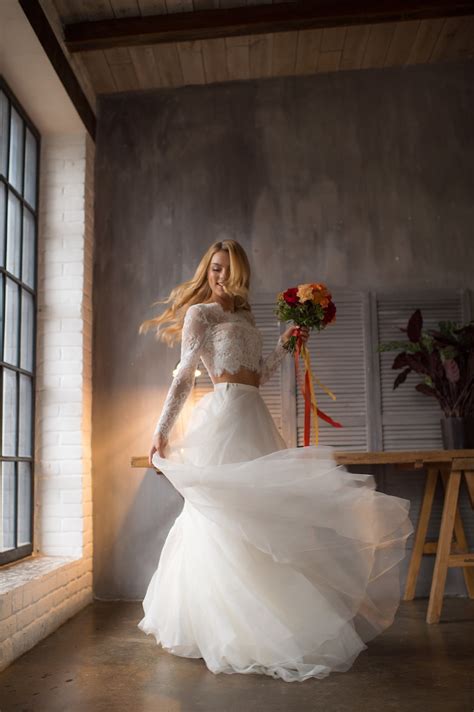Two Piece Wedding Dress Lace Wedding Dress Bridal Separates Etsy