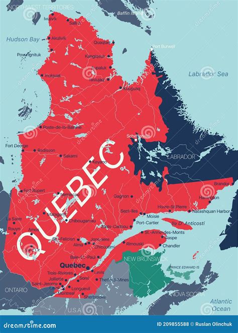 Quebec Province Vector Editable Map Of The Canada Stock Vector