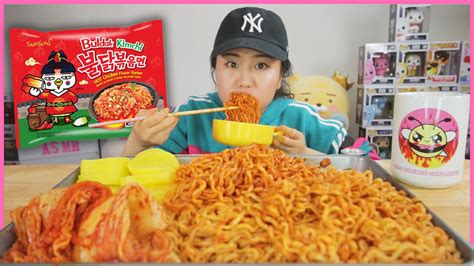 New Kimchi Spicy Fire Noodles L Mukbang Youtube