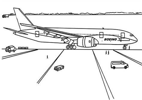 Boeing 787 Dreamliner Just Landing At Airport Coloring Page Coloring Sky