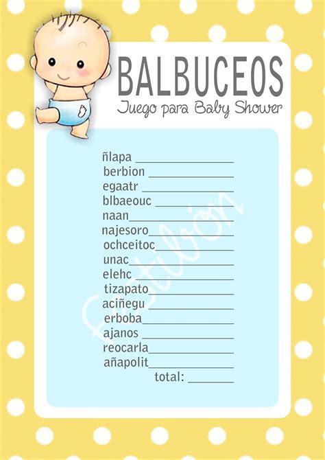 Balbuceos │ Juegos Para Baby Shower Para Imprimir Juegos De Baby Shower