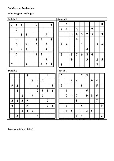 Gratis Sudoku Vorlagen Zum Ausdrucken Leicht Mittel Schwer