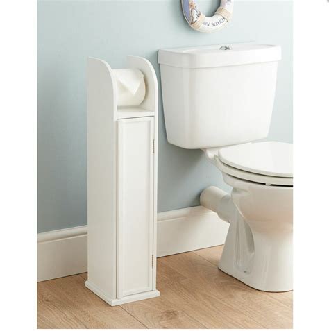 Toilet paper storage is a perfect solution for keeping the paper neat and tidy. white wood Bathroom Toilet Paper Roll Holder Floor ...
