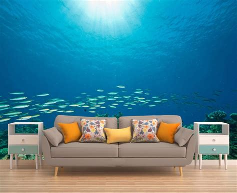 Underwater Wallpaper Mural Peel And Stick Underwater Wall Art Fishes