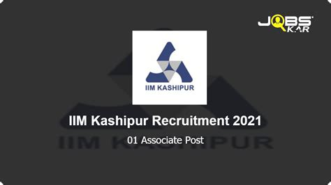 IIM Kashipur Recruitment Apply Online For Associate Post