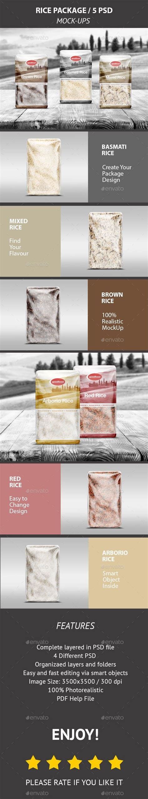 Download Rice Package Mock-Up / 5 PSD for $7 #GraphicRiver #GraphicDesign #FoodMockups #ProductMockups # ...