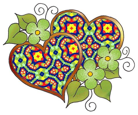 Artbyjean Love Hearts Multicolor Repeat Patterns Two Hearts In The